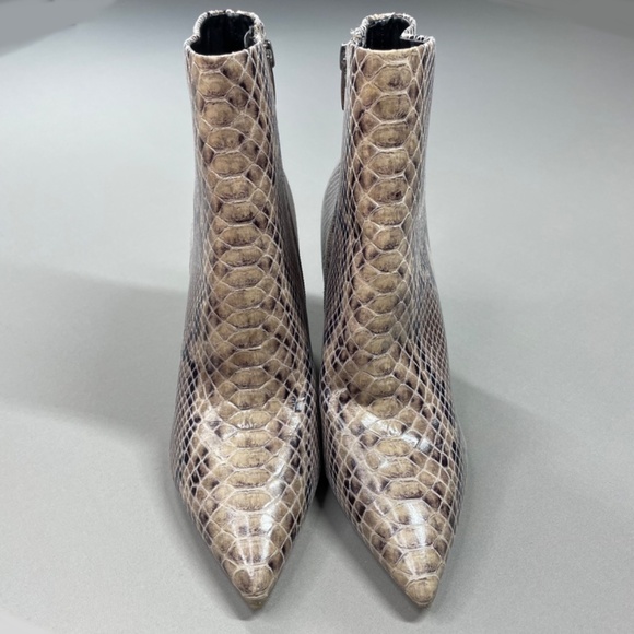 NEW Marc Fisher Boots Womens 7.5 brown snakeskin block heels ankle booties - Picture 3 of 13